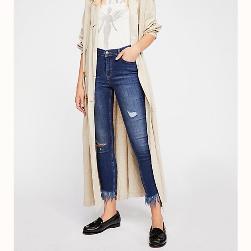 Free People Great Heights Frayed Skinny Jeans